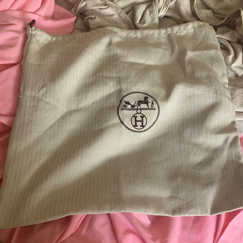 Hermes beige dust bag with brown logo